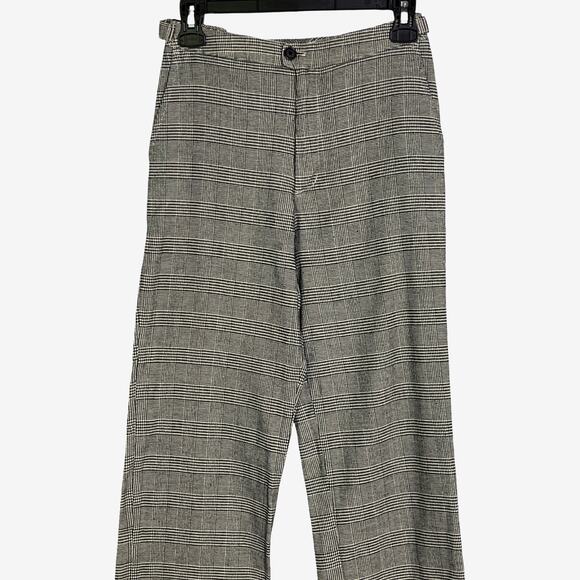Brandy Melville John Galt Glen Plaid Straight Leg Trousers Black White One Size - Picture 3 of 8